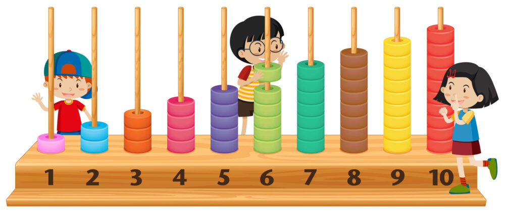 Children playing with abacus illustration